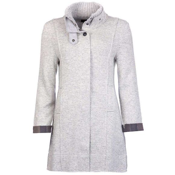 Barbour Jackets & Blazers - Barbour Millfire Knit Jumper – Light Grey Marl Winter Tartan Wool Blend US 14